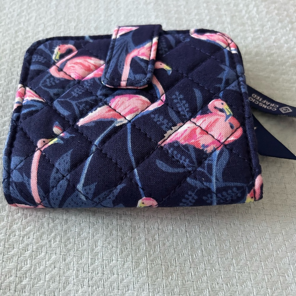 Vera Bradley RFID Finley Small Wallet, Flamingo Party, NWT